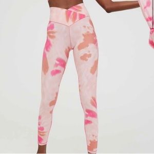 Aerie pink crossover tie dye leggings